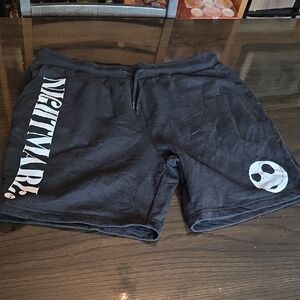 Disney Black Athletic Shorts with White Nightmare Graphics